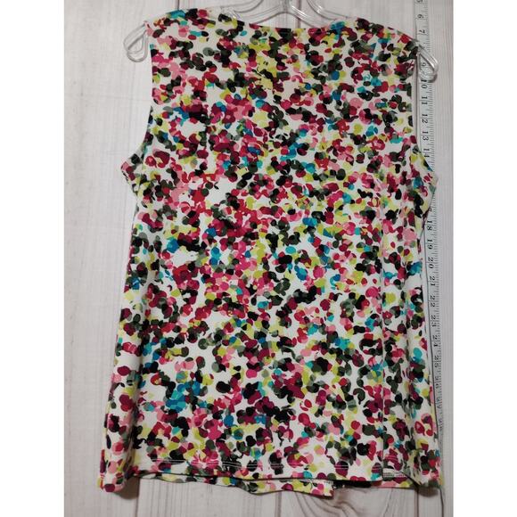 Kasper Blouse Womens Small Sleeveless Pleated Mesh Overlay Vibrant‎ Top - Picture 4 of 8